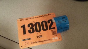 My racing bib and timing chip